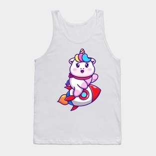 Cute unicorn riding rocket cartoon Tank Top